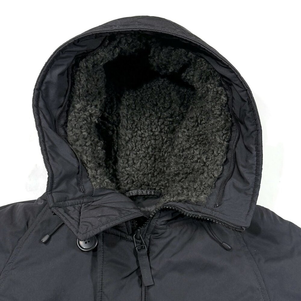 Uniqlo Down Jacket Black Womens Sz 4 Fleece Lined Hood Winter Coat Parka - Picture 8 of 12